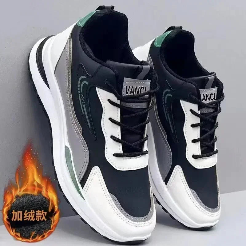 Patchwork Men's Casual Sneakers Mesh Breathable Shoes for Men Outdoor Running Tennis Shoes Warm Lace-up Non-slip Male Sneakers