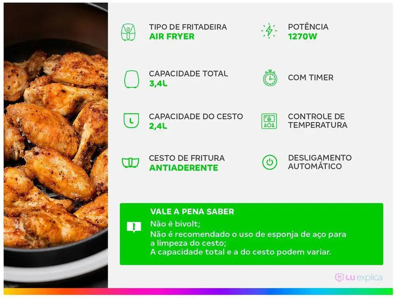 Fritadeira Elétrica Sem Óleo / Air Fryer Nell Smart - 220V