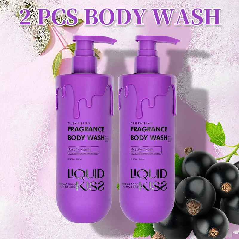 LIQUID KISS Hyaluronic Acid Ultra Hydrating Body Wash 16Oz Moisturizing Shower for Women Deep Moisture FALLEN ANGEL Fragrance