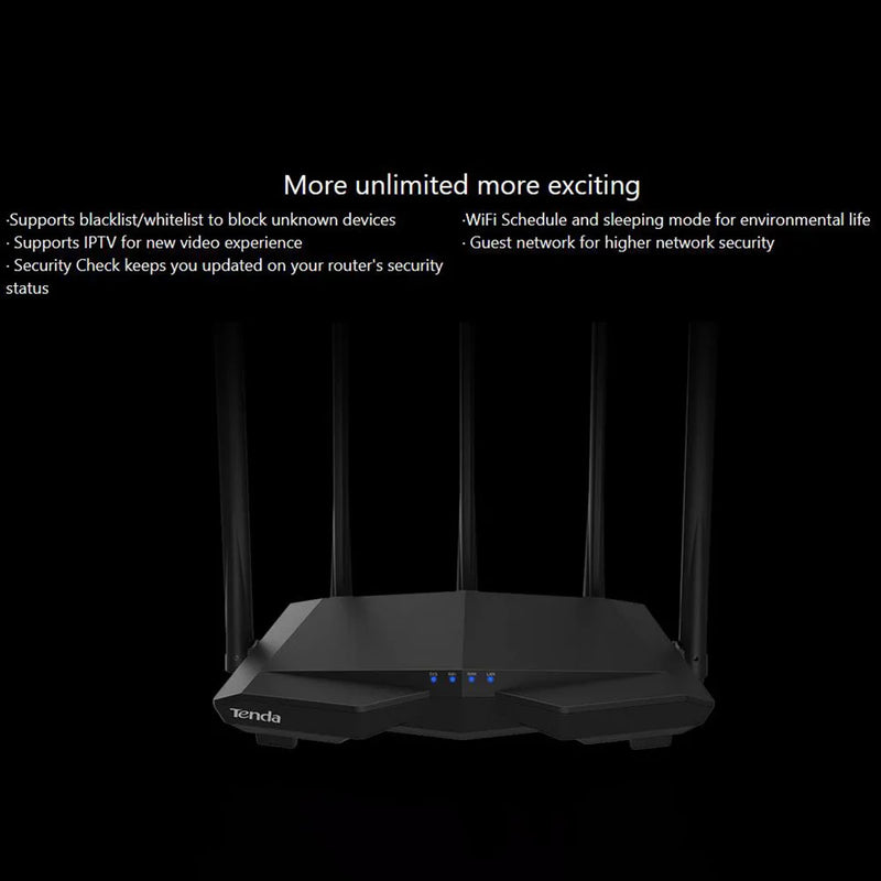 Tenda AC7 Dual Band Wireless AC1200 Router Wifi Range Repeater with 5*6dBi High Gain Antennas Wider Coverage Wi-Fi Extender