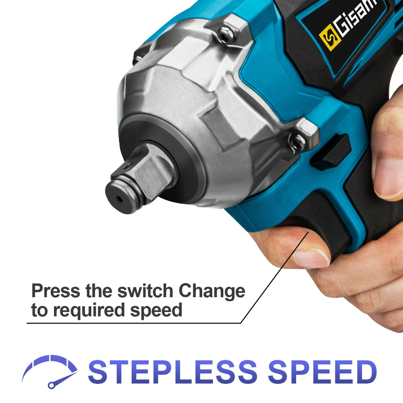 Chave de Impacto Elétrica Brushless de 1200N.M de Torque, 1/2 Polegada, Sem Fio, Chave de Impacto e Parafusadeira para Bateria Makita 18V.